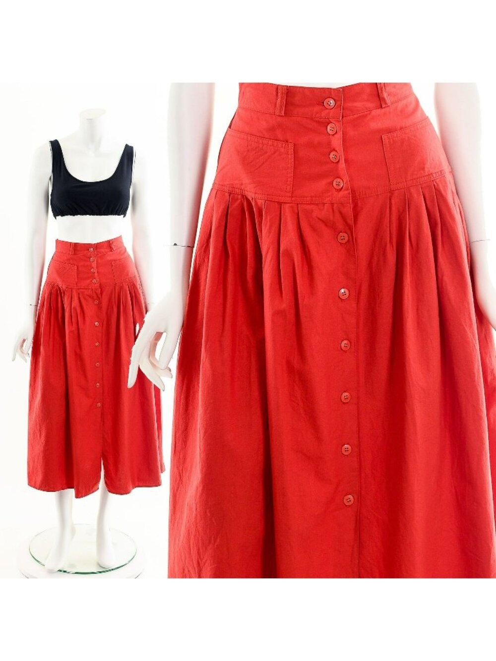 Cotton Midi Skirt - Picture 1 of 10